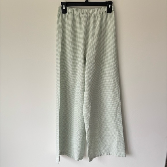 Princess Polly Pants - Princess Polly Green White Gingham Plaid Wide Leg Pant Flowy Drawstring Waist